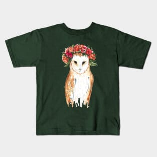 A watercolor barn owl bride in a wreath Kids T-Shirt